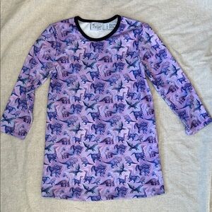 Purple Dinosaur Print Long Sleeve Dress